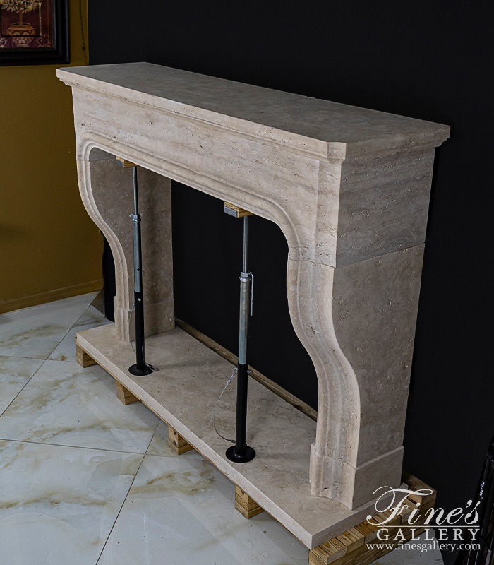 Marble Fireplaces  - Exquisite Oversized Italian Roman Travertine Mantelpiece - MFP-2645